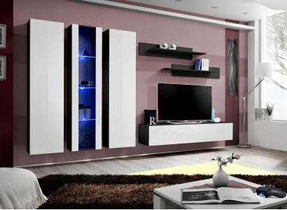 Wohnwand Modern Vitrine TV-Ständer Wandschrank Wohnzimmer Wand Regale Neu
