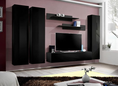 Wohnzimmer Wohnwand rtv Lowboard Holz Schwarz Möbel Wandschrank Neu Modern