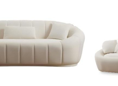 Wohnzimmer Weiße Couch Garnitur Dreisitzer Moderner 2-Sitzer Textil Set