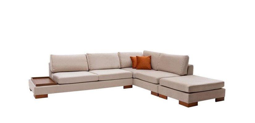Beiges Stoffsofa Designer L-Form Couch Wohnzimmer Polster Stilvolle Couch