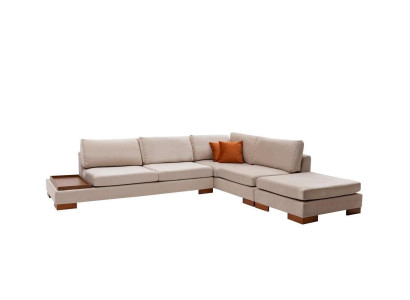 Beiges Stoffsofa Designer L-Form Couch Wohnzimmer Polster Stilvolle Couch