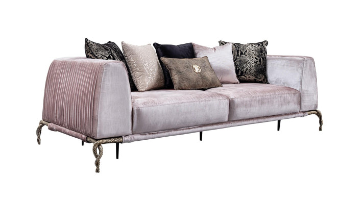 Wohnzimmer Set Möbel Einrichtung Polster Möbel Lampe Spiegel Hocker Sofa 7tlg