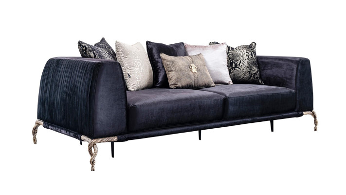 Wohnzimmer Set Möbel Einrichtung Polster Möbel Lampe Spiegel Hocker Sofa 7tlg