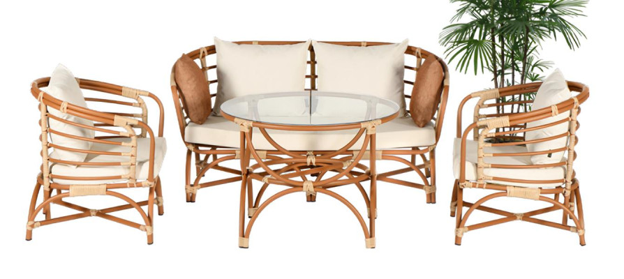 Gartenmöbel Sofagarnitur  Sofa 2 Sitzer Tisch Sessel Veranda Sitzgruppen Modern