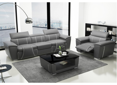 Ledersofa Couch Polster Designersofa Leder Sofa Sofagarnituren 3+1 G8048D Sofas