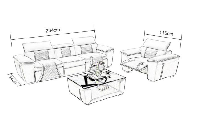Ledersofa Couch Polster Designersofa Leder Sofa Sofagarnituren 3+1 G8048D Sofas