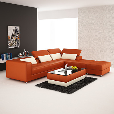 Ledersofa Couch Wohnlandschaft Ecksofa Eck Garnitur Design Modern Sofa mit USB