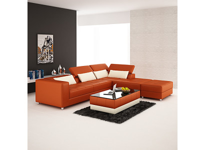 Ledersofa Couch Wohnlandschaft Ecksofa Eck Garnitur Design Modern Sofa mit USB