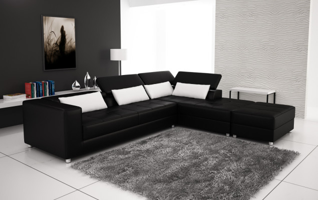 Ledersofa Couch Wohnlandschaft Ecksofa Eck Garnitur Design Modern Sofa mit USB