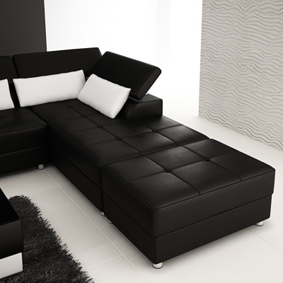 Ledersofa Couch Wohnlandschaft Ecksofa Eck Garnitur Design Modern Sofa mit USB