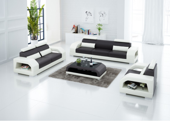 Ledersofa Couch Wohnlandschaft 3+2+1 Sitzer Garnitur Design Modern Sofa USB LED