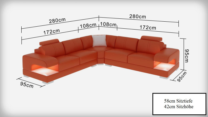 Ledersofa Couch Wohnlandschaft Ecksofa Eck Garnitur Design Ecksofa Sofa mit USB