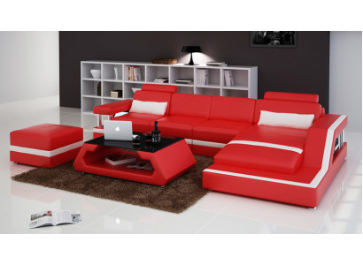 Ledersofa Couch Wohnlandschaft Ecksofa Eck Garnitur Design Modern Sofa mit USB