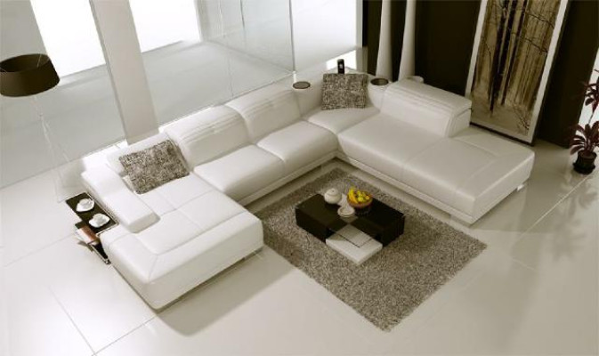 Wohnlandschaft Couch Polster Eck Garnitur Designer Ledersofa Big Sofa mit USB