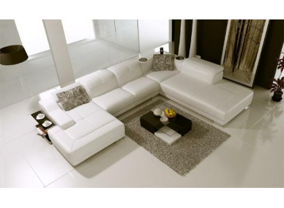 Wohnlandschaft Couch Polster Eck Garnitur Designer Ledersofa Big Sofa mit USB