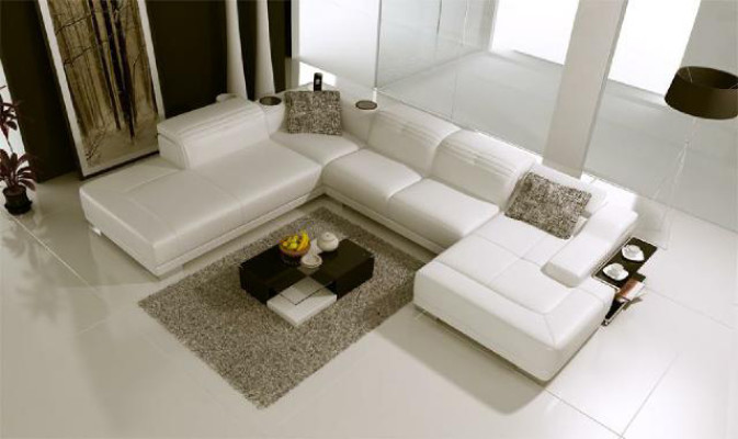 Wohnlandschaft Couch Polster Eck Garnitur Designer Ledersofa Big Sofa mit USB