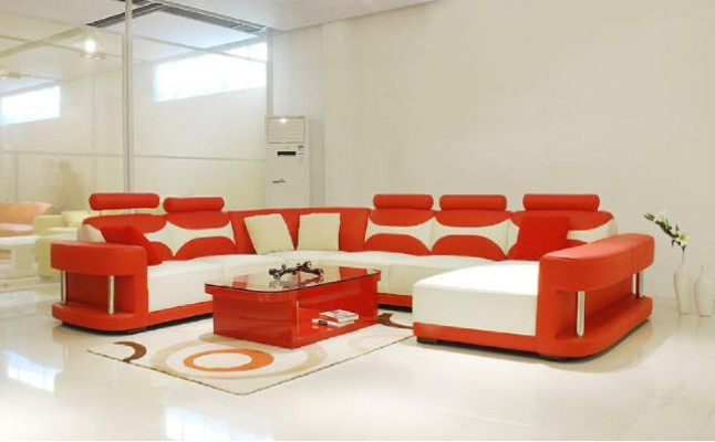 Ledersofa Polster Sitz Couch Garnitur Ecksofa Sofa Couch Wohnlandschaft mit USB