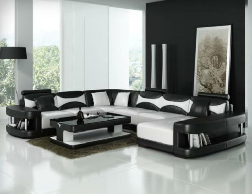 Ledersofa Polster Sitz Couch Garnitur Ecksofa Sofa Couch Wohnlandschaft mit USB