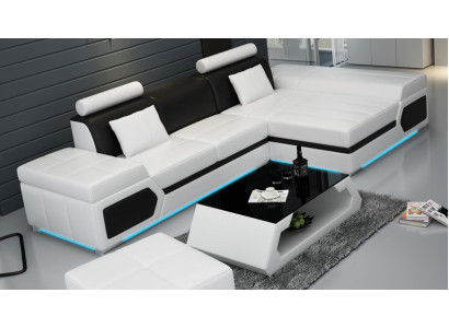Ledersofa Sofa USB Wohnlandschaft Ecksofa Garnitur Couch Design Garnitur K5013D
