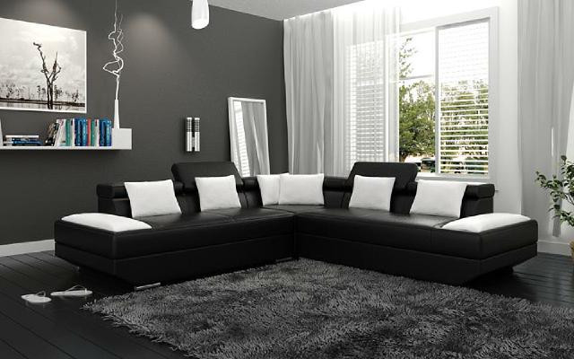Wohnlandschaft Polster Ecke Eck Sofa mit USB Garnitur Landschaft Leder Neu 2719B