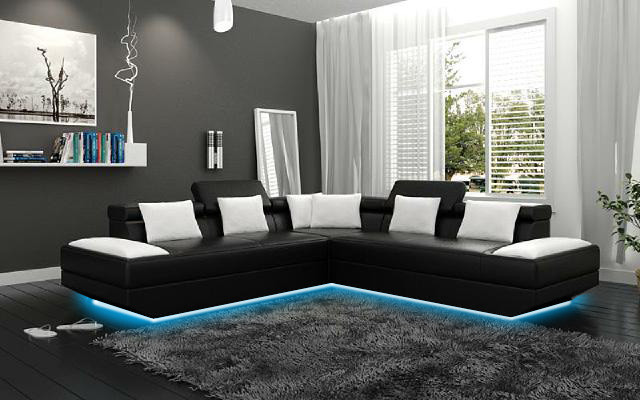 Wohnlandschaft Polster Ecke Eck Sofa mit USB Garnitur Landschaft Leder Neu 2719B