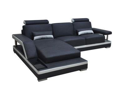 Ledersofa mit USB,Wohnlandschaft Eck Garnitur Design Modern Sofa L-Form L6002