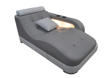 Designer Leder Chaiselongues + USB Ottomane Sofa Echtes Leder Relax Chaise