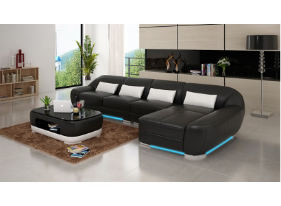 Ledersofa Couch Wohnlandschaft Ecksofa Eck Garnitur Design Modern Sofa G8022C