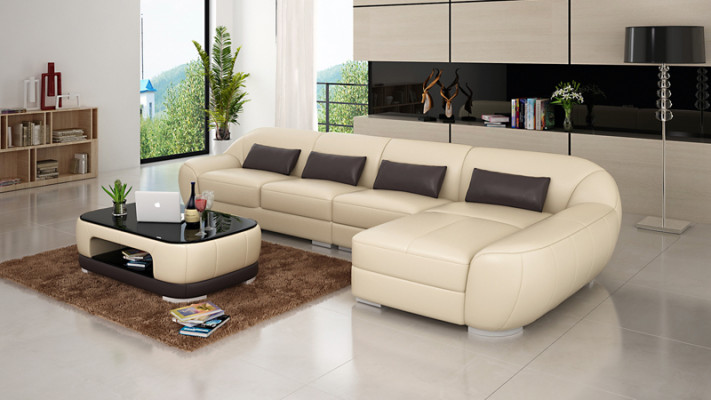 Ledersofa Couch Wohnlandschaft Ecksofa Eck Garnitur Design Modern Sofa G8022C