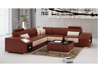 Ledersofa Couch Wohnlandschaft Ecksofa Eck Garnitur Design Modern Sofa L6003B