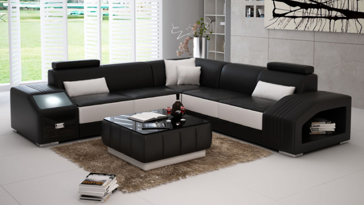 Ledersofa Couch Wohnlandschaft Ecksofa Eck Garnitur Design Modern Sofa L6003B