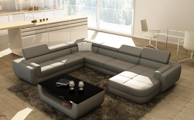 Wohnlandschaft Designer Sofa mit USB,Couch Big Polster Leder Sofas Eck Ecke Sitz