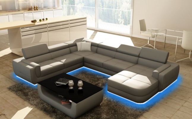 Wohnlandschaft Designer Sofa mit USB,Couch Big Polster Leder Sofas Eck Ecke Sitz