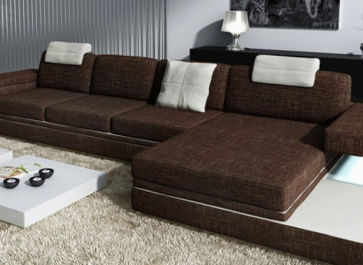 Design Ledersofa Sofa mit USB Polster Wohnlandschaft Eck Garnitur Ecke Tachau S