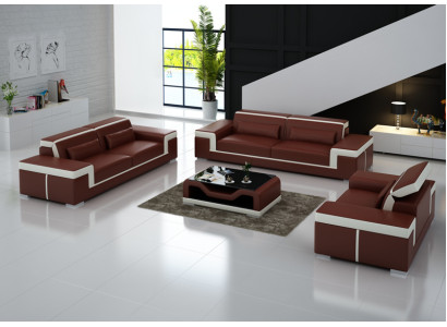 Ledersofa Couch Wohnlandschaft 3+2+1 Sitzer Garnitur Sofagarnitur Sofa mit USB