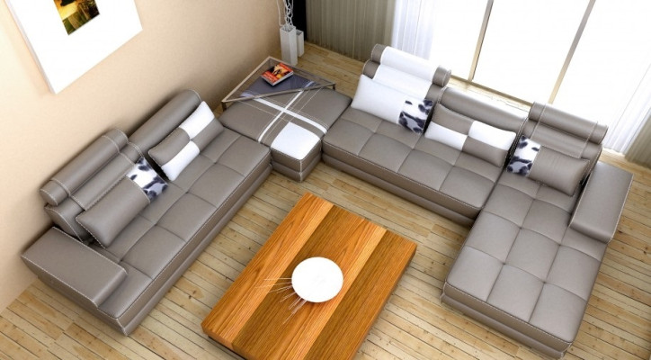 Ecksofa Sofa mit USB Wohnlandschaft Ledersofa XXL Designer Sofas Wolfhagen Weiß