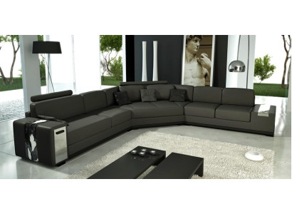Ledersofa Ecksofa Sofa mit USB Polster Designer Eckgarnitur Wohnlandschaft Lima