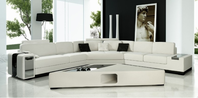 Ledersofa Ecksofa Sofa mit USB Polster Designer Eckgarnitur Wohnlandschaft Lima