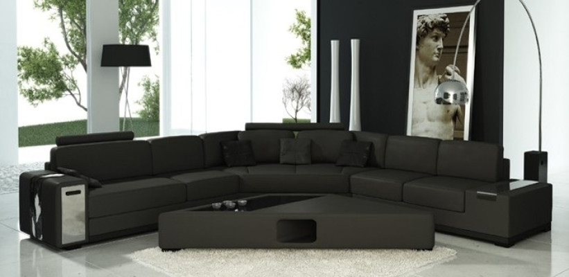 Ledersofa Ecksofa Sofa mit USB,Polster Designer Eckgarnitur Wohnlandschaft Lima