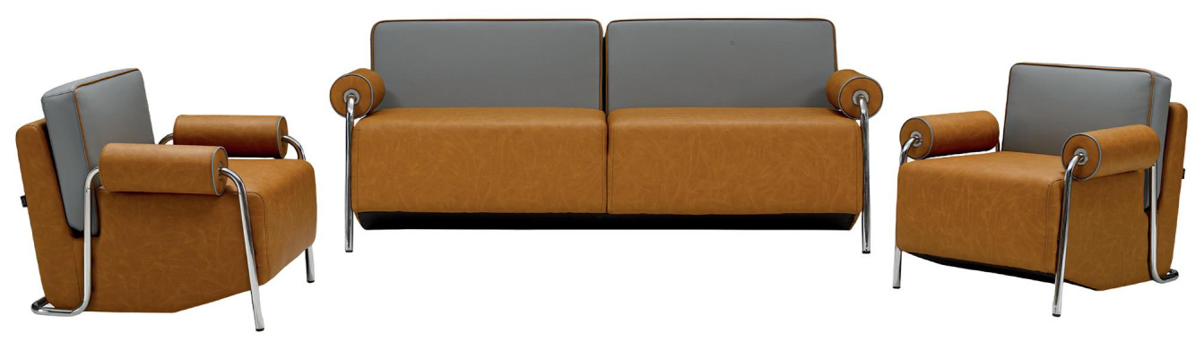 Wohnzimmer Sofagarnitur 2+1+1 Sitzer Sessel Design Luxus Leder Modern Eleganz