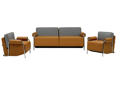 Wohnzimmer Sofagarnitur 2+1+1 Sitzer Sessel Design Luxus Leder Modern Eleganz