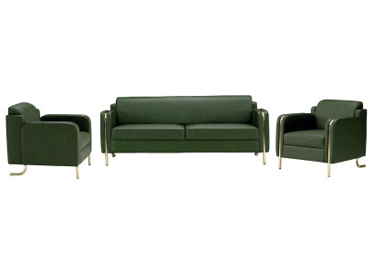 3tlg Sofa Set Wohnzimmer Luxus Leder Sofas Polster Sessel Garnitur Design Neu