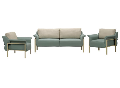 3tlg Sofa Sessel Dreisitzer Möbel Wohnzimmer Leder Polster Couchen Modern Neu
