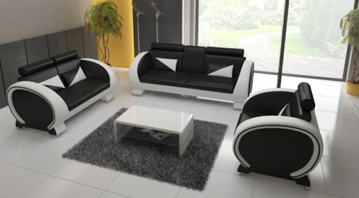LEDERSOFA LEDERGARNITUR 3+2+1 POLSTERGARNITUR LEDERCOUCH GARNITUR 