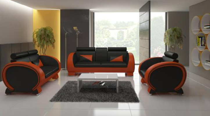 LEDERSOFA LEDERGARNITUR 3+2+1 POLSTERGARNITUR LEDERCOUCH GARNITUR 