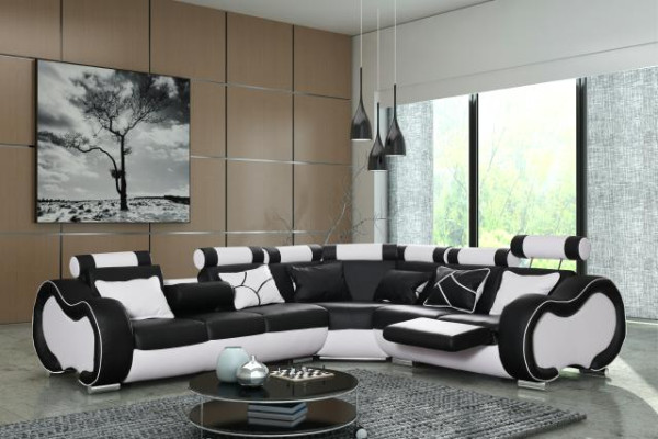 Ecksofa Couch SOLINGEN Sofa Couch Wohnlandschaft Relaxfunktion EU-FERTIGUNG Neu