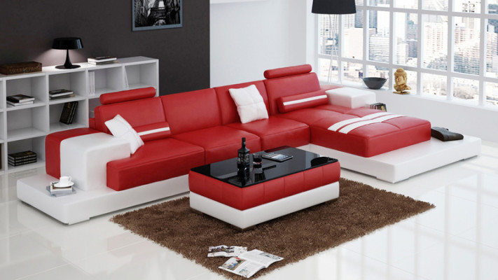 Ledersofa Couch Wohnlandschaft Ecksofa Eck Garnitur Design Modern Sofa L6004C