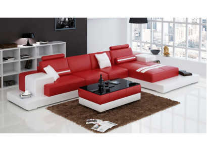 Ledersofa Couch Wohnlandschaft Ecksofa Eck Garnitur Design Modern Sofa L6004C