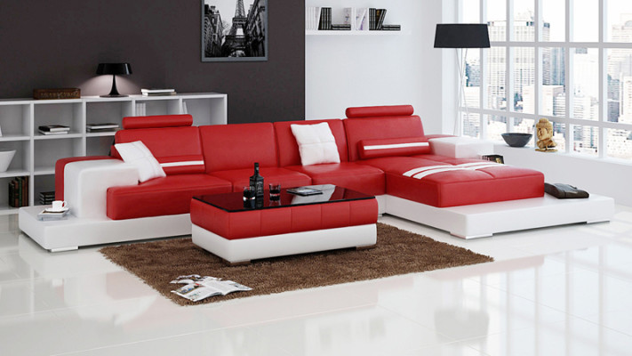 Ledersofa Couch Wohnlandschaft Ecksofa Eck Garnitur Design Modern Sofa L6004C