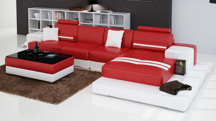 Ledersofa Couch Wohnlandschaft Ecksofa Eck Garnitur Design Modern Sofa L6004C